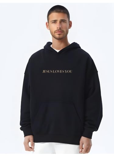 New Jesus Loves You Hoodie Christian Faith Over Fear Hoodie Faith Sweatshirt Christian Religious Sayings Sweater - color: Black, size: 3X-Large