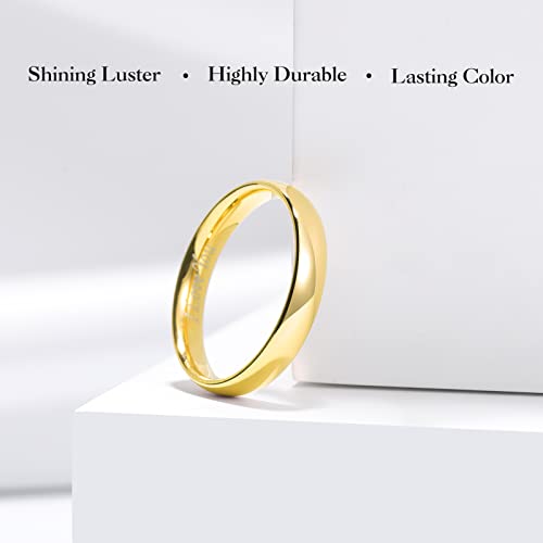 King Will 316L Wedding Band for Men Women, 4-8mm I LOVE YOU Dome Size 4-15 - color: B-Gold-Plated-4mm