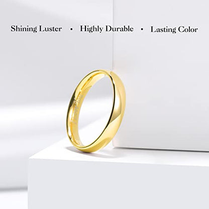 King Will 316L Wedding Band for Men Women, 4-8mm I LOVE YOU Dome Size 4-15 - color: B-Gold-Plated-4mm