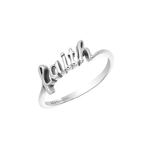 Boma Jewelry Sterling Silver Faith Script Ring