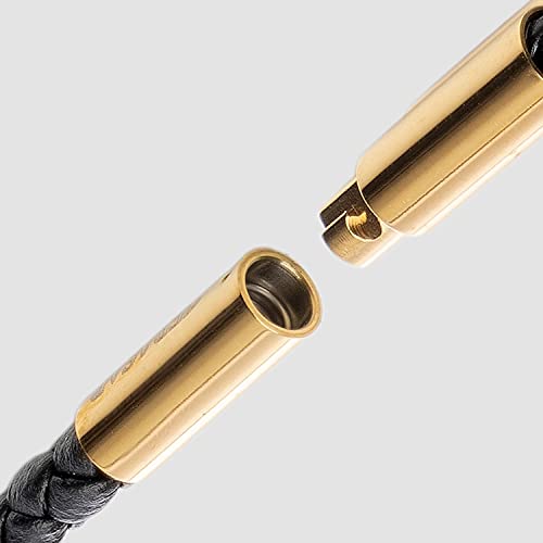 SERASAR Premium Leather Necklace Men | Stainless Steel Pendant | Secure Clasp | Three Colors | Jewelry Box Included - color: Gold, size: 50cm, style: Cross