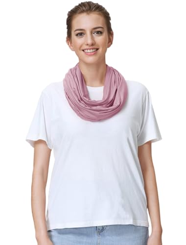 Lina & Lily Premium Modal Jersey Knit Women's Infinity Scarf Loop Lightweight - color: Dusty Rose