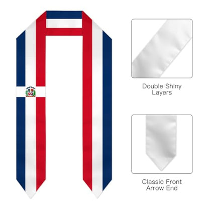 Flag Graduation Stoles for Men and Women, Graduation Shawl Sash for International Graduation's Day - color: Dominican Republic Flag Stole