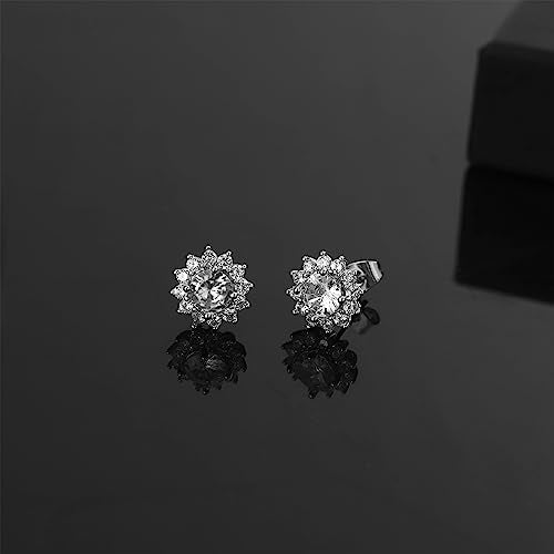 NEWITIN 12 Pairs Silver Earrings for Men Women Halo Stud Earring Set - color: Silver B