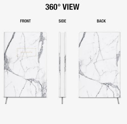 WORLD TRAVELER Large Lined Journal Notebook 256 Ruled White & Ivory Pages - color: Marble