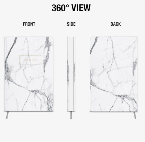 WORLD TRAVELER Large Lined Journal Notebook 256 Ruled White & Ivory Pages - color: Marble