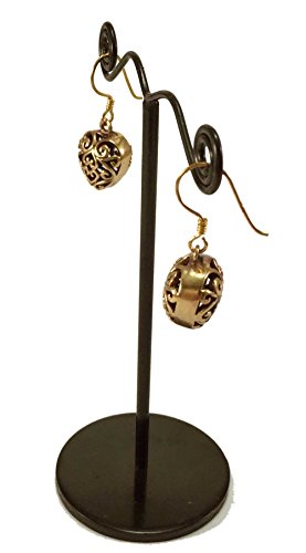 Real Bronze Puffy Filigree Heart Drop Dangle Earrings Fish Hook Bronze Jewelry Gifts