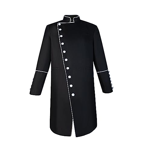 Men's Cassock Choir Short Cassock Minister Robe Clergy Pulpit Liturgical Church Top Coat - color: Black, size: 3X-Large