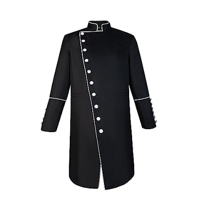 Men's Cassock Choir Short Cassock Minister Robe Clergy Pulpit Liturgical Church Top Coat - color: Black, size: Large