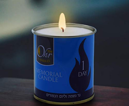1 Day Yahrzeit Candle - 48 Pack - 24 Hour Kosher Yahrtzeit Memorial and Yom Kippur Candle in Tin Cup Holder - size: 48 Pack
