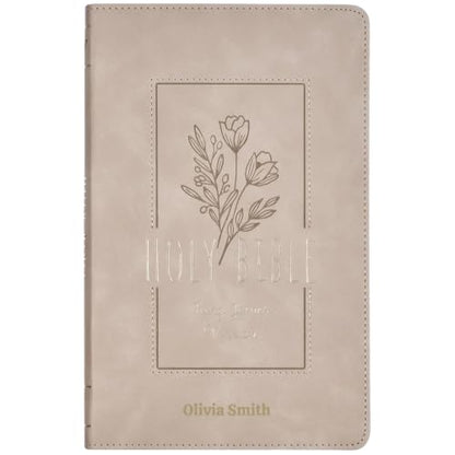 Personalized KJV Small Print Bible for Adult, Name Engraved, Standard Size - color: Taupe