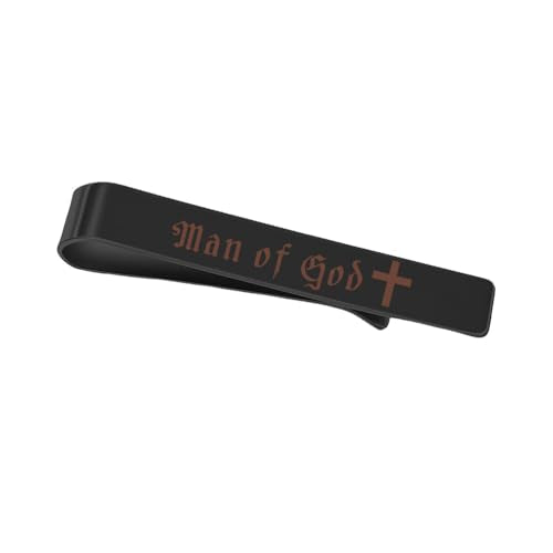 Novelty Mens Tie Clip for Wedding Graduation Gift for Him Son Grandson Birthday Christmas Gift Tie Clips for Dentist Pilot - style: man of god-black