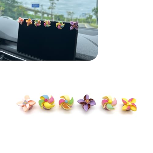 6 PCS Cute Windmills Car Dashboard Ornaments, Fun Spinning Windmills Decor for Car Interior Mirrors, Creative Vehicle Screen Display Decoration, Universal for Most Cars (Multicolored) - color: Multicolored# Style1