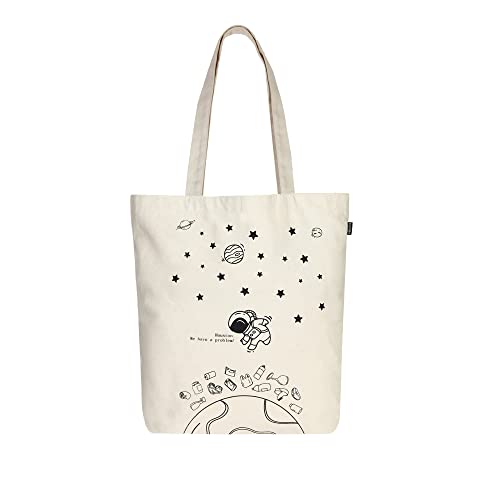 Ecoright Tote Bag for Women with Zipper, Small Tote Bag, Canvas Bag, Reusable Cotton Bag for Beach, Grocery, School & Work - color: Houston (Natural)