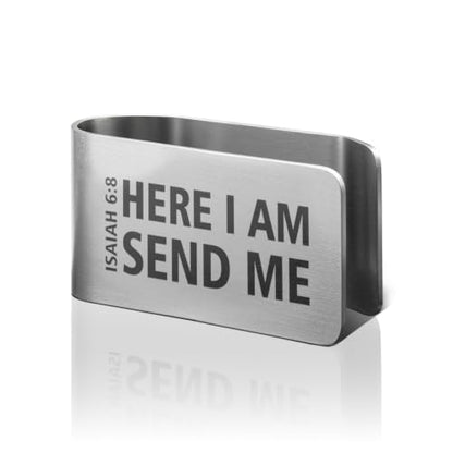 Isaiah 6:8 Bible Verse Car Visor Clip, Christian Gifts for Driver - color: Silver105
