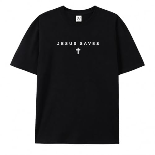 Christian Jesus Saves Cross T Shirt Subtle Minimal Religious Faith Tee Bible Verse Scripture Christian Clothing Unisex - color: Black, size: XX-Large