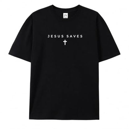 Christian Jesus Saves Cross T Shirt Subtle Minimal Religious Faith Tee Bible Verse Scripture Christian Clothing Unisex - color: Black, size: XX-Large