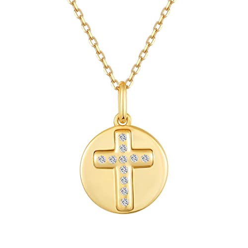 S.Leaf Cross Necklace for Women Gold Plated Cross Necklaces for Women 925 Sterling Silver Cross Pendant Necklaces for Women Birthday Anniversary - color: Cross_Necklace_Coin_18Karat Gold Plated
