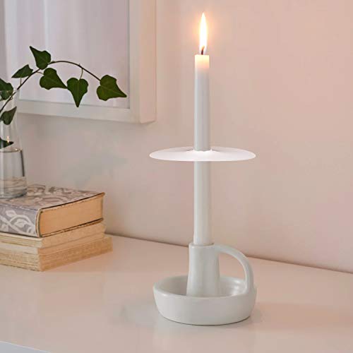 20 Pack Church Candles with Drip Protectors for Devotional Candlelight Vigil Service, Box of 20 Candles, Unscented White 5" H X 1/2" D