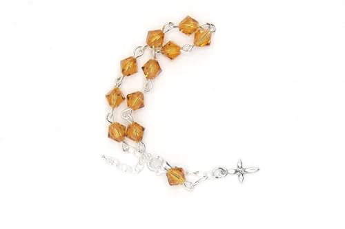 Catholic Communion Rosary Bracelet Created with Swarovski® Crystals, Glass - color: Topaz - November