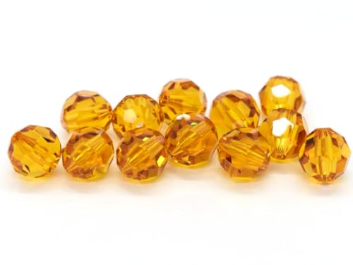 100pcs Adabele Austrian 4mm (0.16 Inch) Small Faceted Round Crystal Beads Amber Yellow Compatible with Swarovski Crystals Preciosa - color: Amber Topaz/Yellow, size: 4mm Small (100pcs)