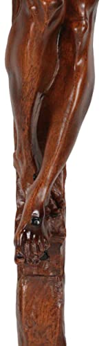 Ebros Large 19.75" High INRI Jesus Christ Crucified On The Cross Wall Hanging Crucifix Crosses Sculpture in Deep Brown Mahogany Faux Wood Like Finish Catholic Christian Home Decor Resin Plaque