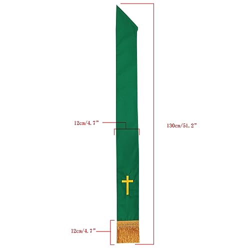 BLESSUME Church Clergy Pastor Cross Embroidered Stole - color: Green 8