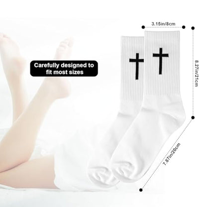 Mikovivi Cross Socks for Men Women, Soft Breathable Cotton Christian Prayer Socks Jesus Faith Stocking Religious Gifts for Dad Husband Friends Youth