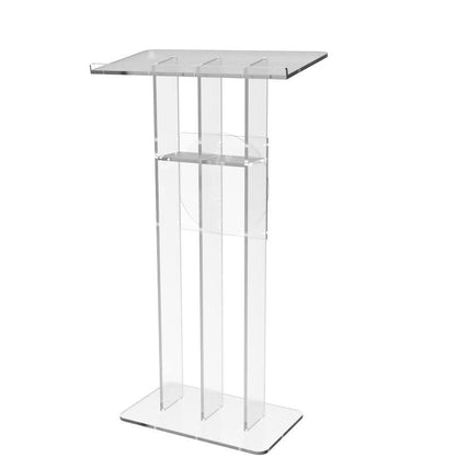 FixtureDisplays® Clear Podium Plexiglass Lecturn Transparent Church Pulpit with Christian Church Cross Prayer Hand Trinity Style Easy Assebmly Required 15411+12152-NPF