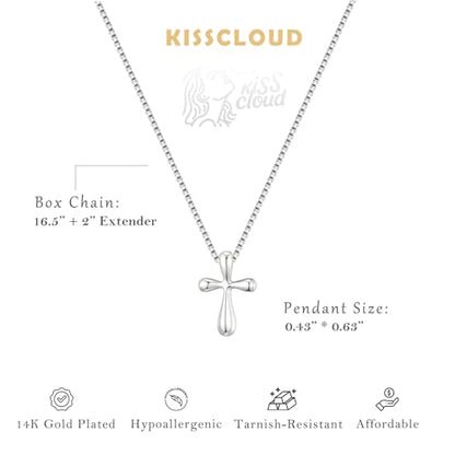Cross Necklace for Women, Dainty 14K Gold Plated CZ Pendant - color: Silver-dainty bubble cross