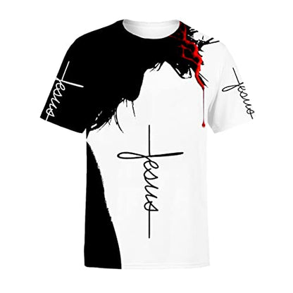Unisex 3D Graphic T Shirts Printed Casual Short Sleeve Tee Shirt - color: Jesuswhite, size: Medium