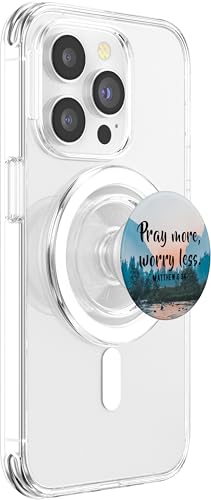 Pray More Worry Less Christian Bible Verse Matthew 6:34 PopSockets PopGrip for MagSafe - style: Magnetic PopGrip