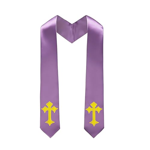 Choir Stole with Cross Embroidery for Church, Ideal for Costume,72" - color: Purple