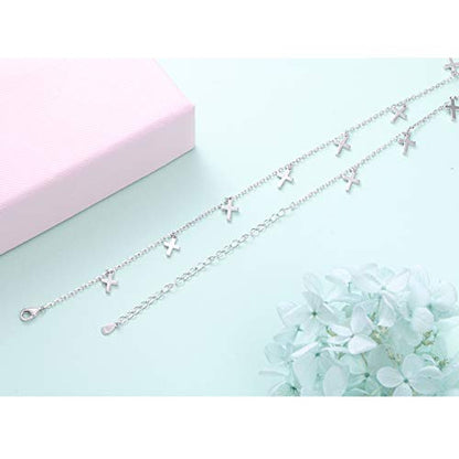 DAOCHONG Women S925 Sterling Silver Disc Statement Choker Necklace - style: Cross 1