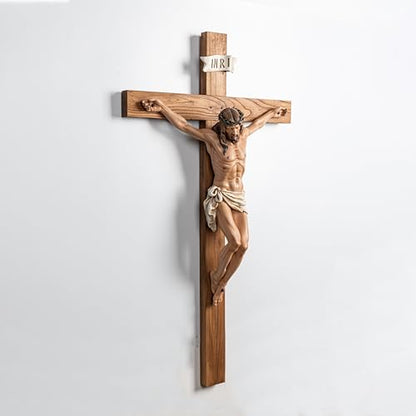 BC Catholic Large Crucifix Wall Cross, 37.8"H Jesus Christ Cross for Altar - size: 37.8"L x 20.9"W