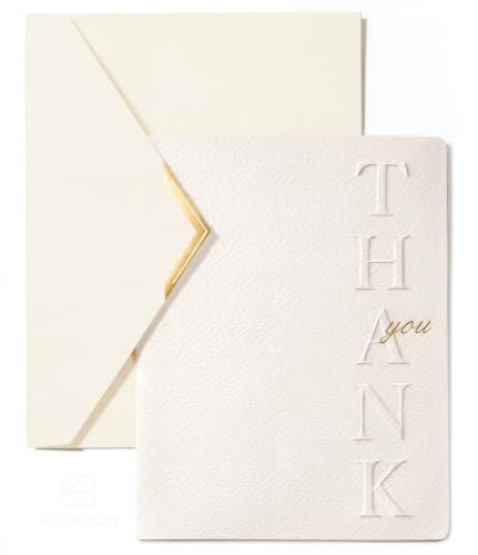 Vitalizart Debossed Thank You Cards with Envelopes 16 Pack 4.3" x 5.5" - color: White Card White Envelope, size: 16 pcs