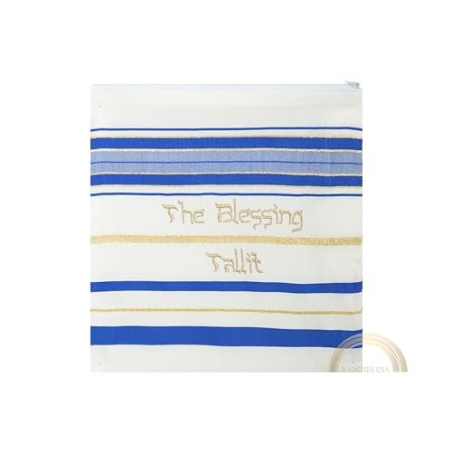 The Blessing Tallit, Messianic Christian Prayer Shawl 73x33in - color: Royal Blue