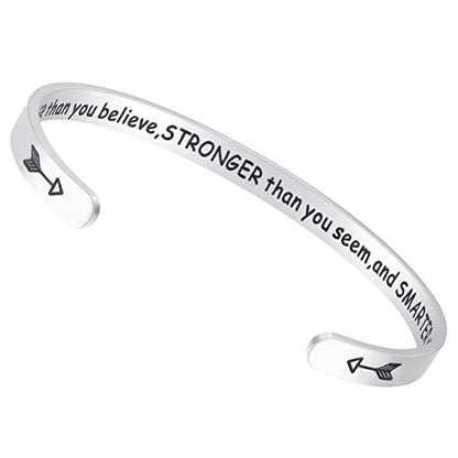 Fesciory Inspirational Bracelets for Women, Stainless Steel Cuff Bangle - color: Silver-28