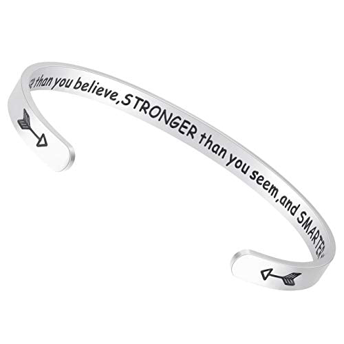 Fesciory Inspirational Bracelets for Women, Stainless Steel Cuff Bangle - color: Silver-28
