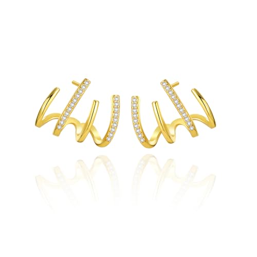 18K Gold Plated Hoop Earrings for Women, NICKEL-FREE & HYPOALLERGENIC, Timeless Jewelry Gift - color: gold-J
