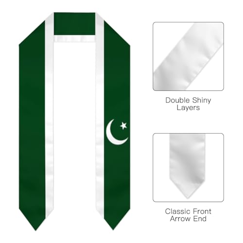 Flag Graduation Stoles for Men and Women, Graduation Shawl Sash for International Graduation's Day - color: Pakistan Flag Stole
