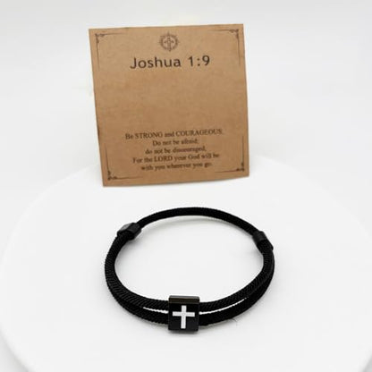 Mens Cross Bracelet for Teen Boys Gift Ideas, christmas stocking stuffers for teens, Christian Religious Jewelry Gifts for Son from Mom Catholic Baptism Confirmation Birthday Gifts for Son Grandson Nephew