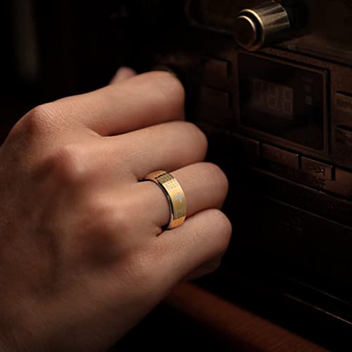 King Will Stainless Steel Men Ring Lord's Prayer Cross Ring Stainless Steel Men Wedding Ring, Wedding Band Bible Engraved Rings High Polished, Comfort Fit - color: gold polish