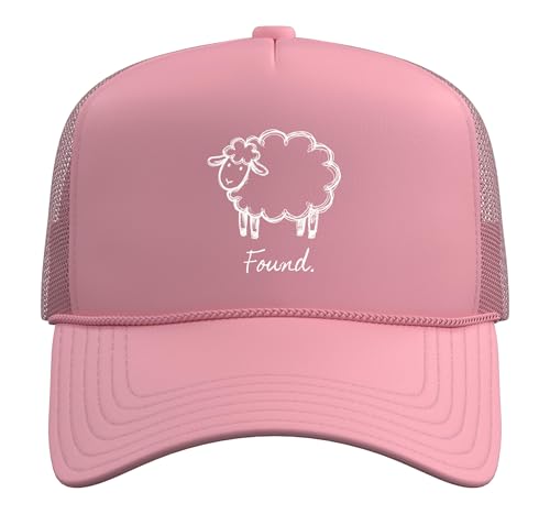 Found Minimalist Sheep Christian Psalm 23 Lamb Christian Trucker Hat with Adjustable Mesh Back - color: Pink