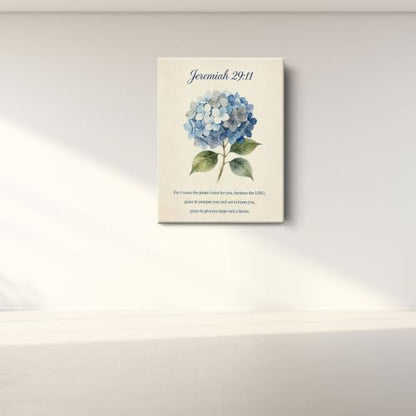 BEASTZHENG Jeremiah Hydrangea Scripture Canvas Wall Art Faith Room Ornament - color: Jeremiah 29：11