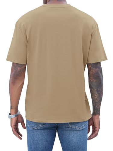 Mens Christian Shirts Shorts Sleeve Crewneck Jesus Cross Printed T Shirts Loose Graphic Tee - color: Khaki, size: Medium