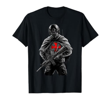 Men Tactical Faith Modern Templar Knight Christian T-Shirt - color: Black, size: Large