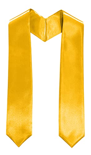 Plain Graduation Stole Sash 60 Inch Unisex Adults Solid - color: Gold Stole