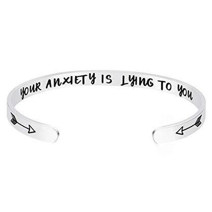 Fesciory Inspirational Bracelets for Women, Stainless Steel Cuff Bangle - color: Silver-24