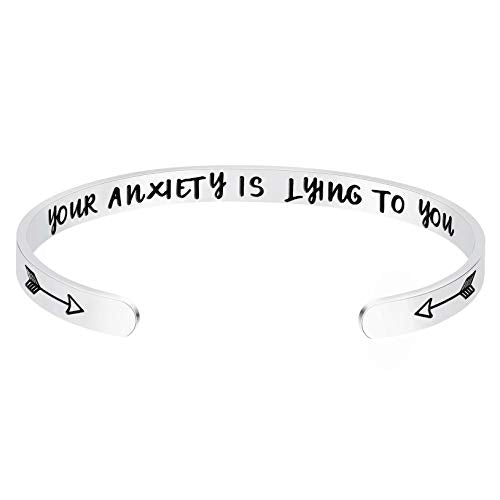 Fesciory Inspirational Bracelets for Women, Stainless Steel Cuff Bangle - color: Silver-24